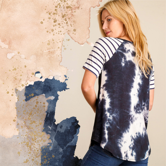 Reborn J Tops - REBORN J | Tie Dye Stripe Raglan Shirt